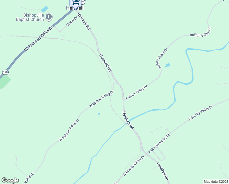 map of restaurants, bars, coffee shops, grocery stores, and more near 102 West Bullrun Valley Drive in Heiskell