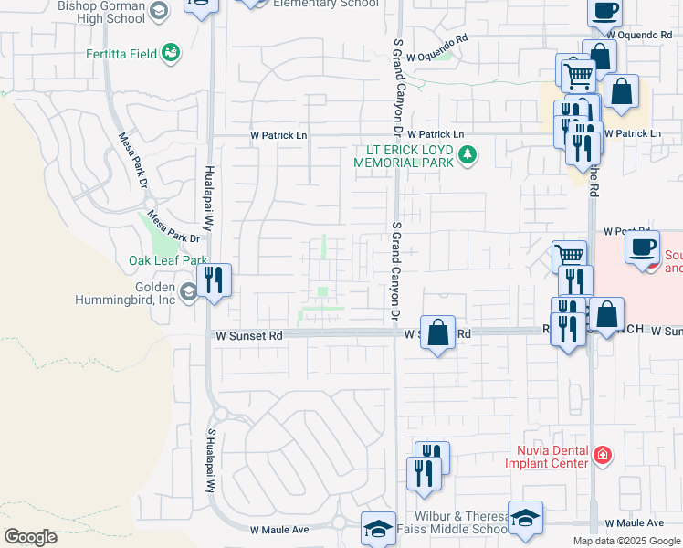 map of restaurants, bars, coffee shops, grocery stores, and more near 9909 Wingate Creek Court in Las Vegas