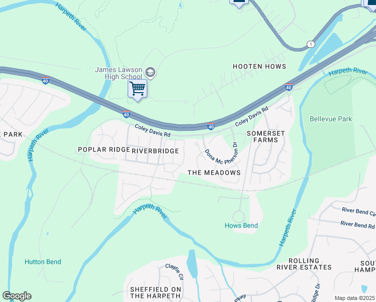 map of restaurants, bars, coffee shops, grocery stores, and more near 3119 Harpeth Springs Drive in Nashville