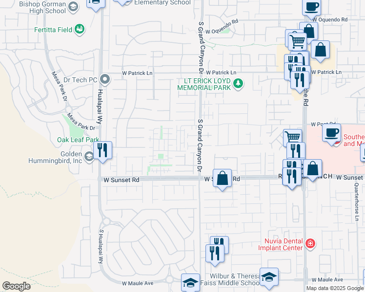 map of restaurants, bars, coffee shops, grocery stores, and more near 9849 West Hanover Grove Avenue in Las Vegas