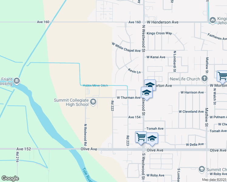 map of restaurants, bars, coffee shops, grocery stores, and more near 15514 Birch St in Porterville