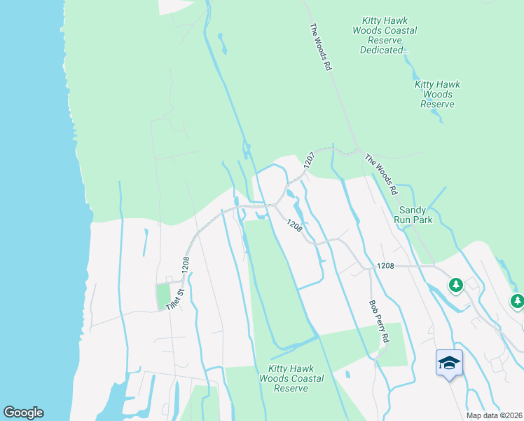 map of restaurants, bars, coffee shops, grocery stores, and more near 1101 West Kitty Hawk Road in Kitty Hawk