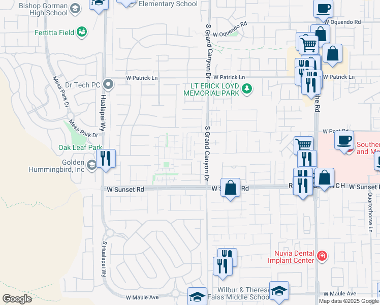 map of restaurants, bars, coffee shops, grocery stores, and more near 9849 West Hanover Grove Avenue in Las Vegas