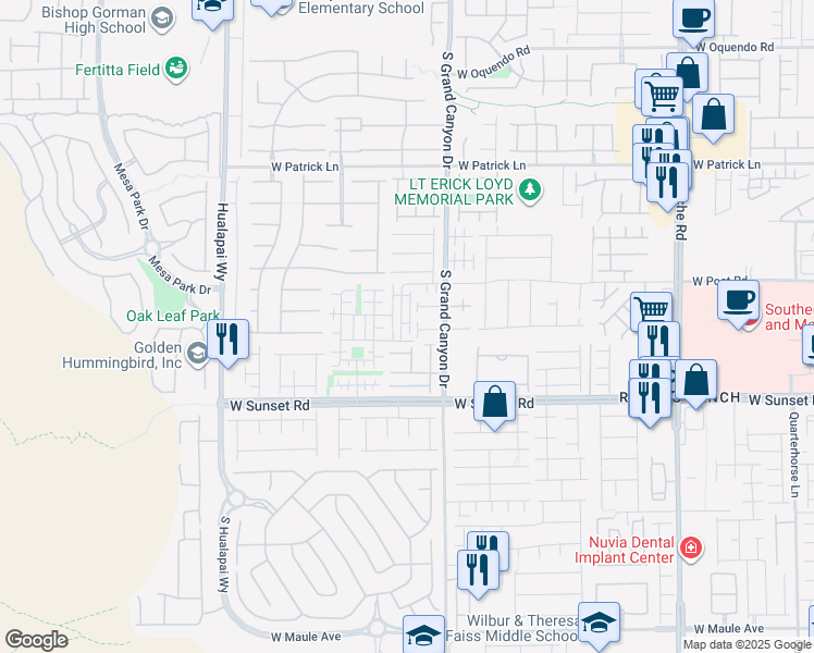 map of restaurants, bars, coffee shops, grocery stores, and more near 6365 Pebblecreek Lodge Way in Las Vegas
