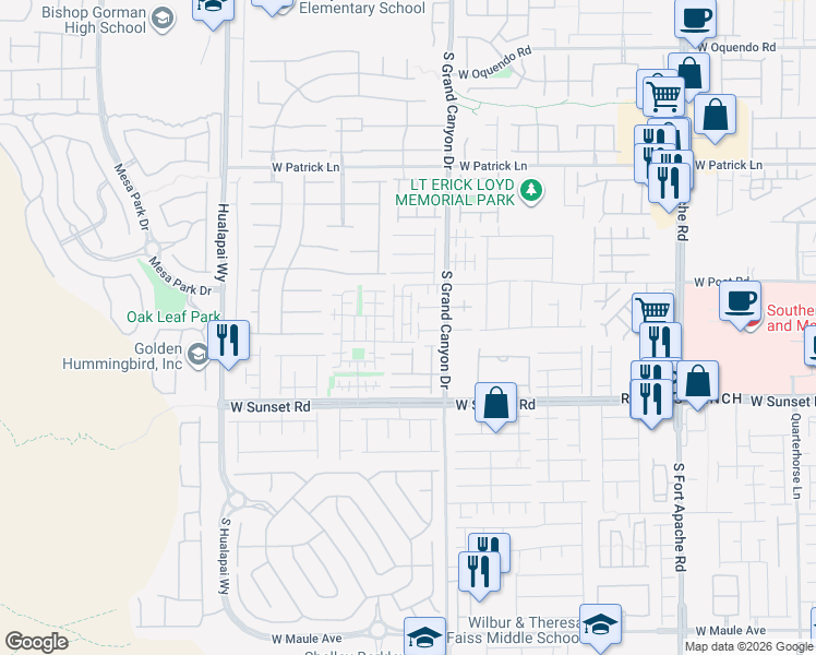 map of restaurants, bars, coffee shops, grocery stores, and more near 9849 West Hanover Grove Avenue in Las Vegas
