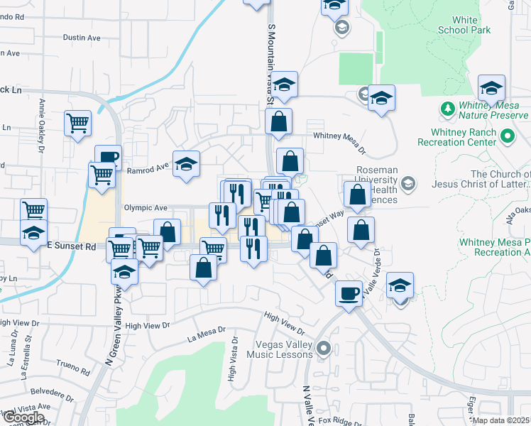 map of restaurants, bars, coffee shops, grocery stores, and more near in Henderson