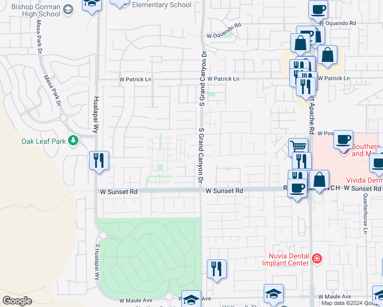 map of restaurants, bars, coffee shops, grocery stores, and more near 9849 West Hanover Grove Avenue in Las Vegas