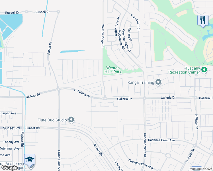 map of restaurants, bars, coffee shops, grocery stores, and more near 840 Weston Ridge Street in Henderson