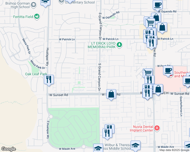 map of restaurants, bars, coffee shops, grocery stores, and more near 9849 West Hanover Grove Avenue in Las Vegas