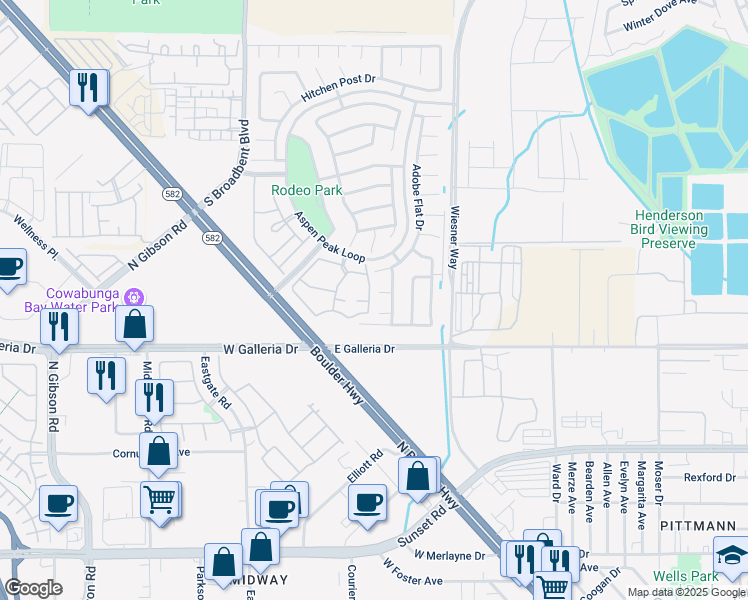 map of restaurants, bars, coffee shops, grocery stores, and more near 665 Saloon Court in Henderson