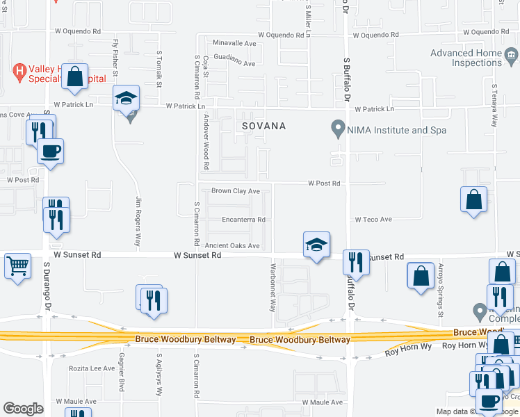 map of restaurants, bars, coffee shops, grocery stores, and more near 6369 Staley Downs Street in Las Vegas