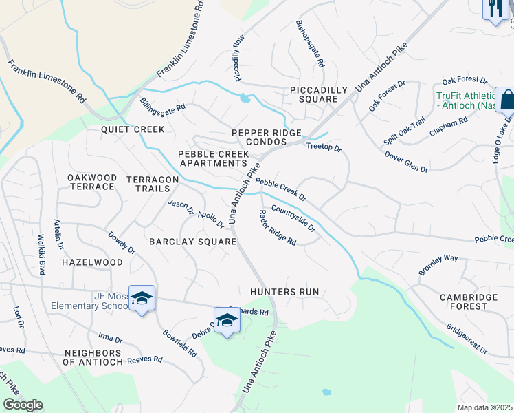 map of restaurants, bars, coffee shops, grocery stores, and more near 2319 Rader Ridge Road in Nashville