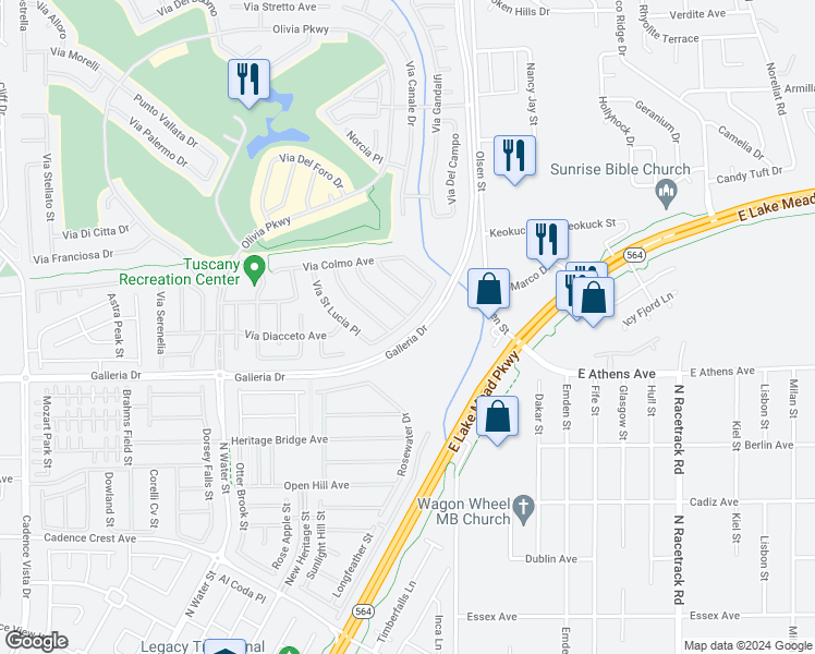 map of restaurants, bars, coffee shops, grocery stores, and more near 637 Viale Machiavelli Lane in Henderson