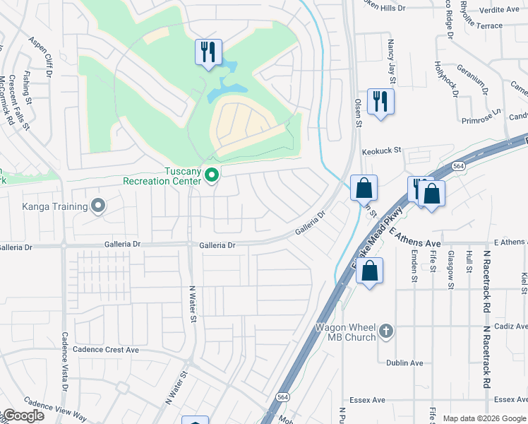 map of restaurants, bars, coffee shops, grocery stores, and more near 580 Via Di Parione Court in Henderson