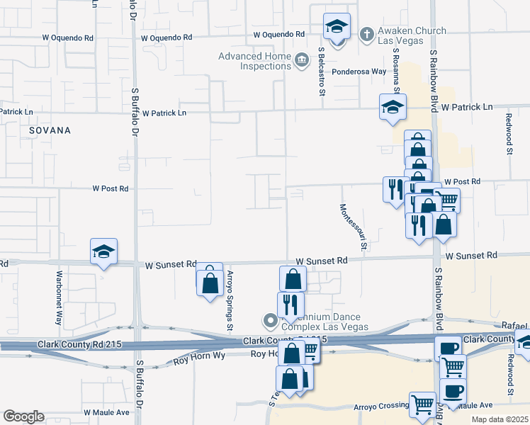 map of restaurants, bars, coffee shops, grocery stores, and more near 7421 Fleeting Joys Avenue in Las Vegas
