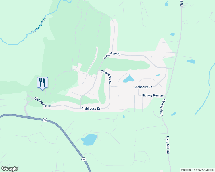map of restaurants, bars, coffee shops, grocery stores, and more near 150 Clubhouse Drive in Youngsville