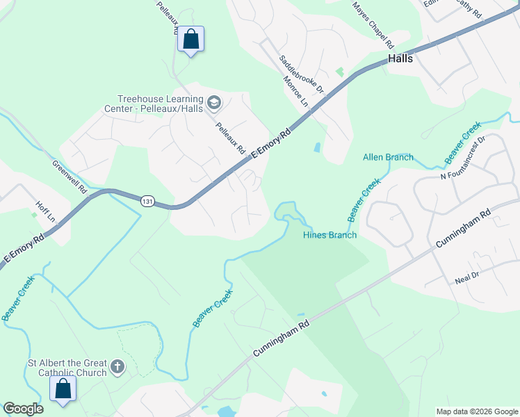 map of restaurants, bars, coffee shops, grocery stores, and more near 3014 Masters Lane in Knoxville