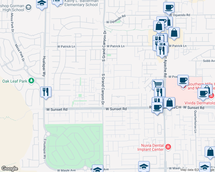 map of restaurants, bars, coffee shops, grocery stores, and more near 9773 West Overlook Ridge Avenue in Las Vegas