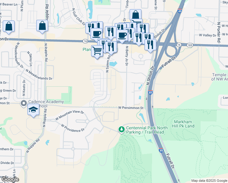 map of restaurants, bars, coffee shops, grocery stores, and more near 625 N Betty Jo Dr in Fayetteville