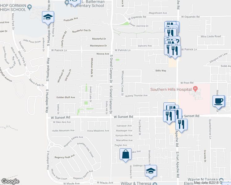 map of restaurants, bars, coffee shops, grocery stores, and more near 9773 West Overlook Ridge Avenue in Las Vegas