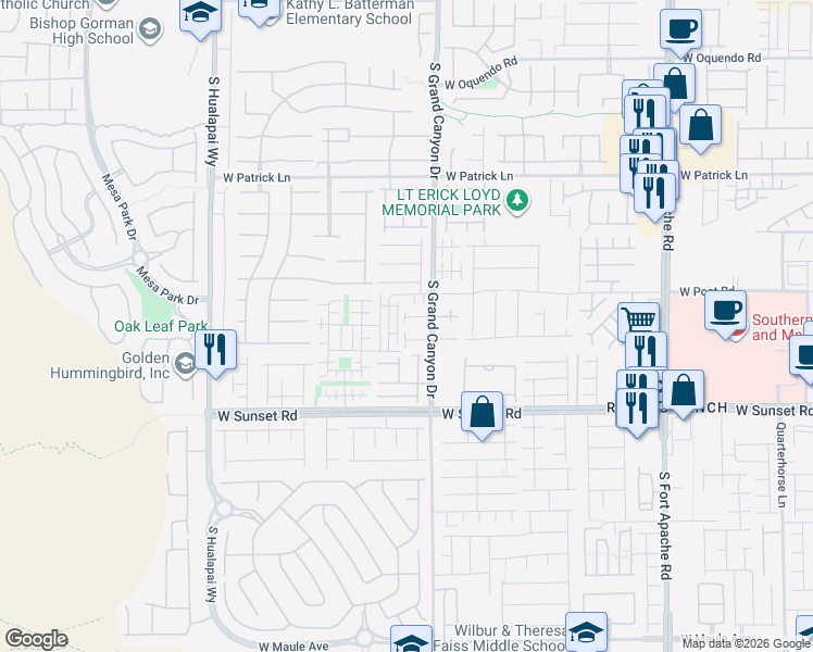 map of restaurants, bars, coffee shops, grocery stores, and more near 6322 Cheval Lake Way in Las Vegas