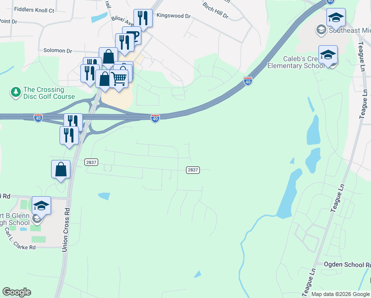 map of restaurants, bars, coffee shops, grocery stores, and more near 1137 Glennview Drive in Kernersville