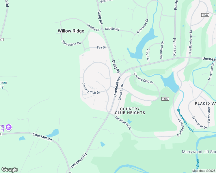 map of restaurants, bars, coffee shops, grocery stores, and more near 702 Country Club Drive in Durham