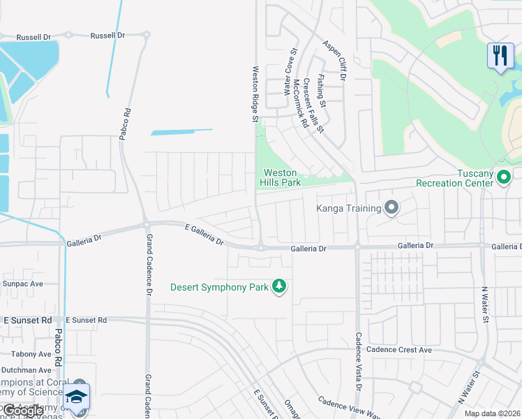 map of restaurants, bars, coffee shops, grocery stores, and more near 112 Royal Cascade Avenue in Henderson