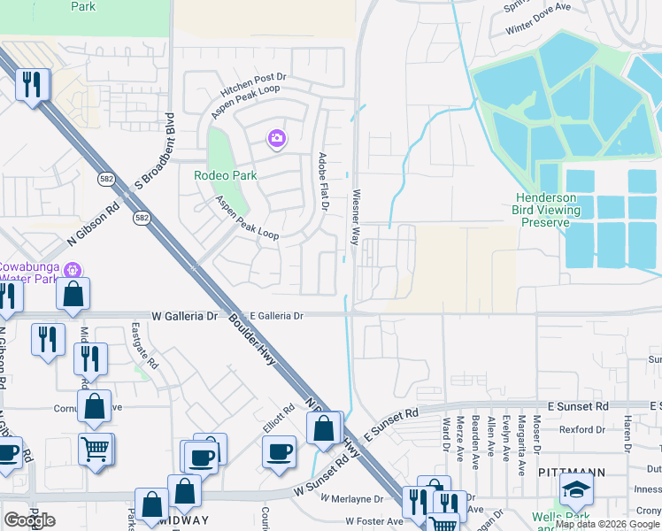 map of restaurants, bars, coffee shops, grocery stores, and more near 877 Tollbrook Way in Henderson