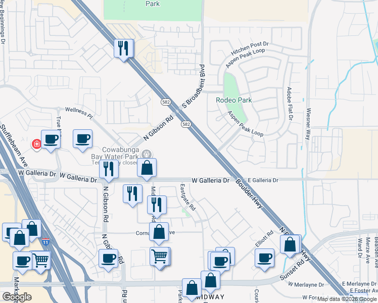map of restaurants, bars, coffee shops, grocery stores, and more near 3101 Boulder Highway in Henderson