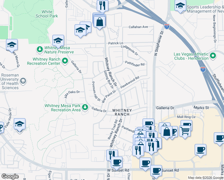 map of restaurants, bars, coffee shops, grocery stores, and more near in Henderson