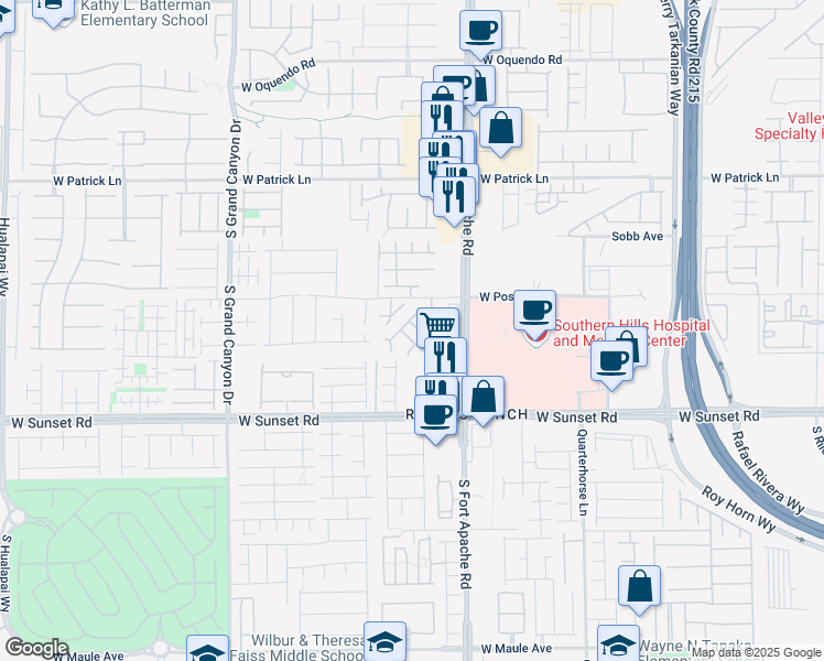 map of restaurants, bars, coffee shops, grocery stores, and more near 9545 West Post Road in Las Vegas