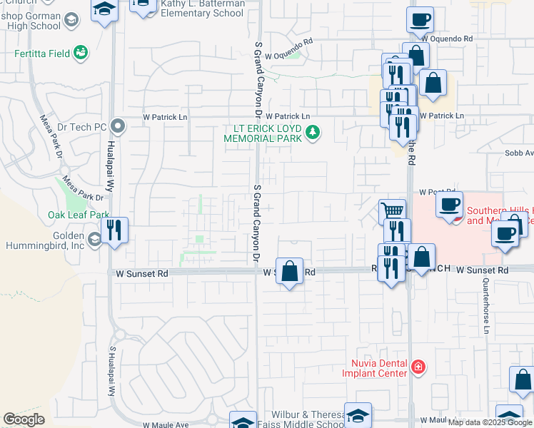 map of restaurants, bars, coffee shops, grocery stores, and more near 9786 West Overlook Ridge Avenue in Las Vegas