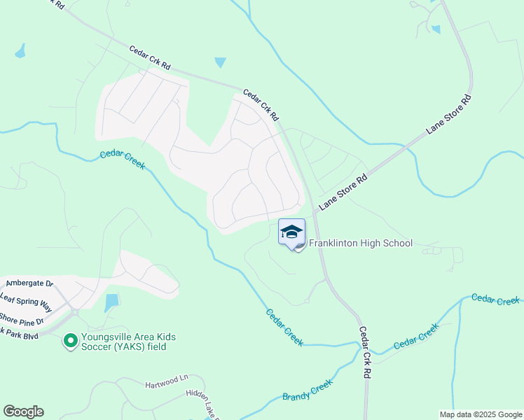 map of restaurants, bars, coffee shops, grocery stores, and more near 230 Cranes Nest Drive in Franklinton
