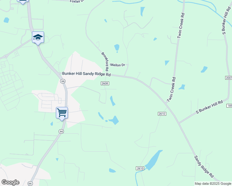 map of restaurants, bars, coffee shops, grocery stores, and more near 1975 Brookford Road in Kernersville