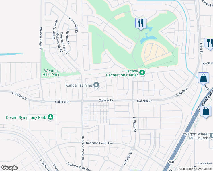 map of restaurants, bars, coffee shops, grocery stores, and more near Astra Peak Street in Henderson