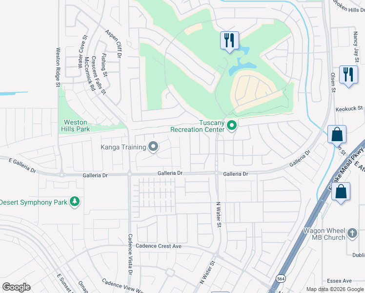 map of restaurants, bars, coffee shops, grocery stores, and more near 863 Via Serenelia in Henderson