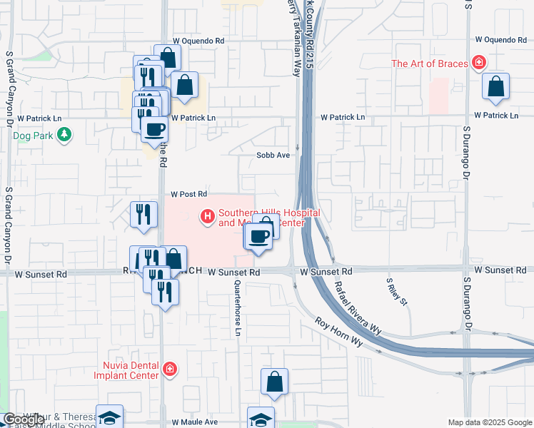 map of restaurants, bars, coffee shops, grocery stores, and more near 6410-6420 Medical Center Street in Las Vegas