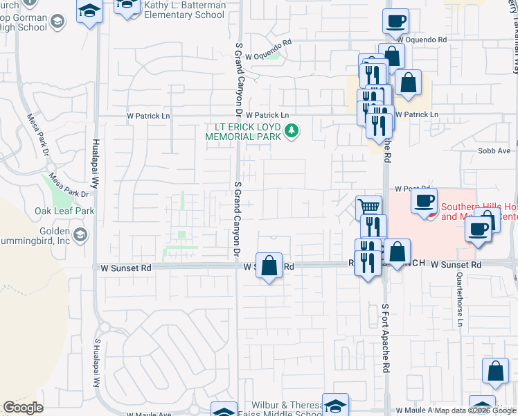 map of restaurants, bars, coffee shops, grocery stores, and more near 6314 Whispering Creek Street in Las Vegas