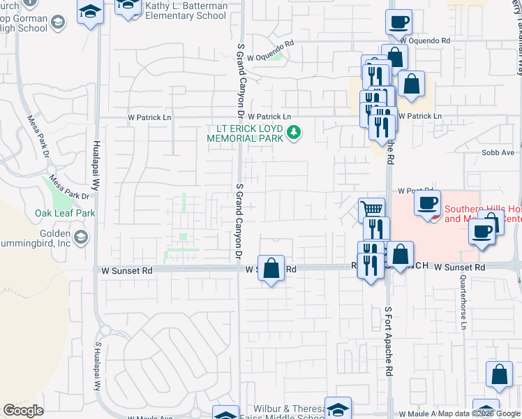 map of restaurants, bars, coffee shops, grocery stores, and more near 6314 Whispering Creek Street in Las Vegas