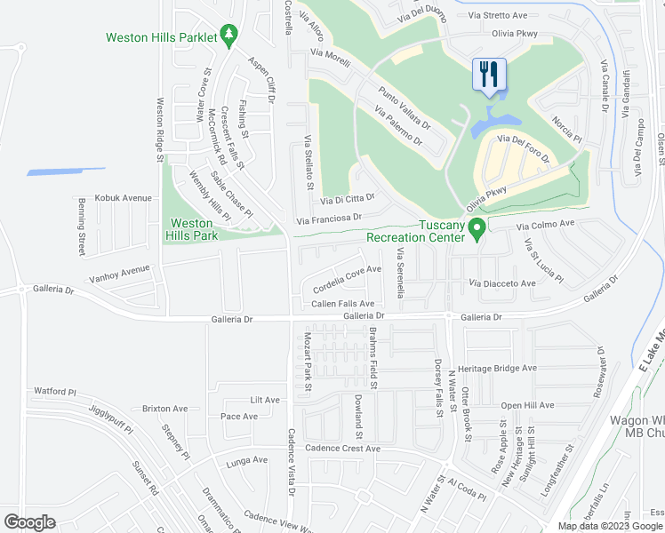 map of restaurants, bars, coffee shops, grocery stores, and more near Polaris Ridge Avenue in Henderson