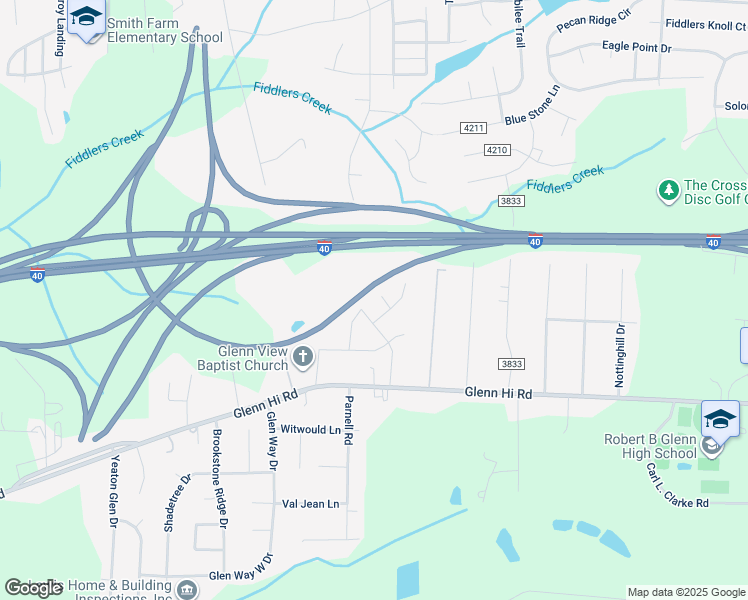 map of restaurants, bars, coffee shops, grocery stores, and more near 728 Ansley Court in Winston-Salem