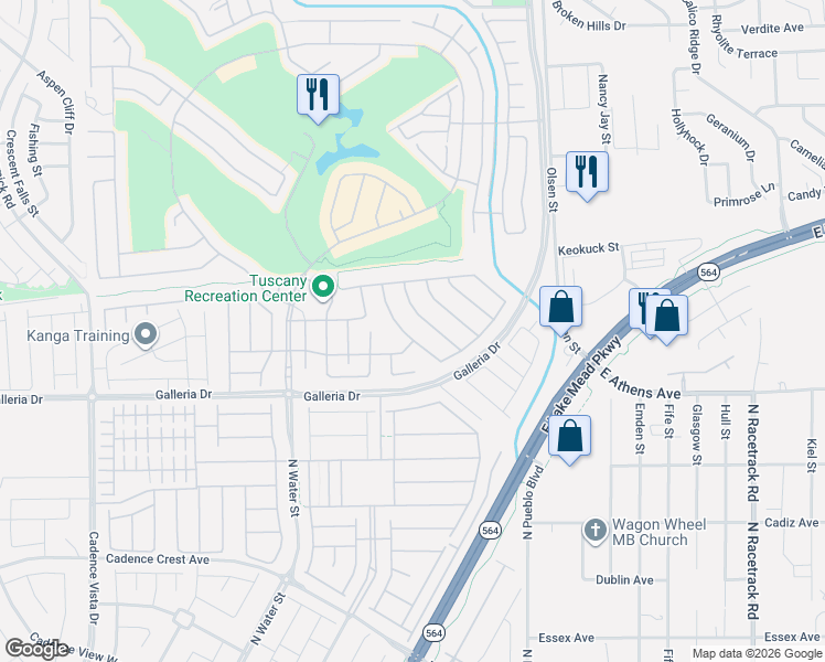 map of restaurants, bars, coffee shops, grocery stores, and more near 1049 Via Saint Andrea Place in Henderson