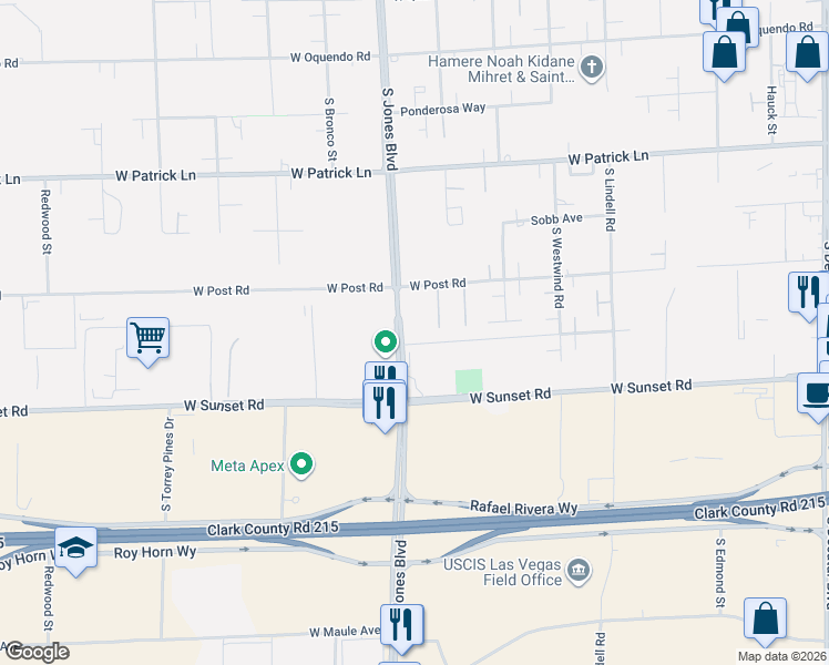 map of restaurants, bars, coffee shops, grocery stores, and more near 6340 South Jones Boulevard in Las Vegas