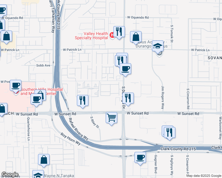map of restaurants, bars, coffee shops, grocery stores, and more near 6296 Haiku Stairs Street in Las Vegas
