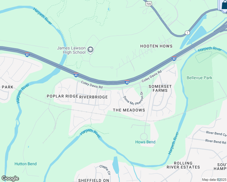 map of restaurants, bars, coffee shops, grocery stores, and more near 3145 Harpeth Springs Drive in Nashville