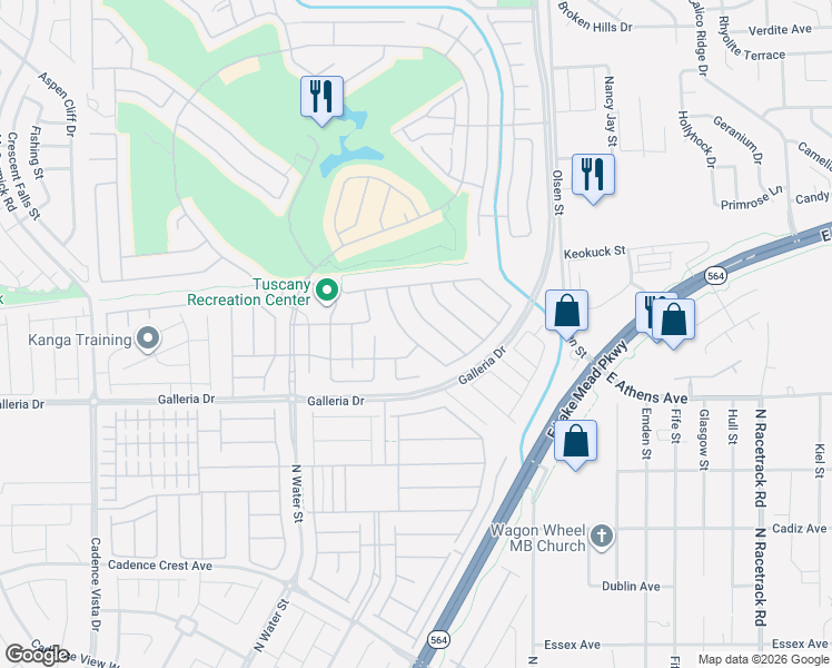 map of restaurants, bars, coffee shops, grocery stores, and more near 1049 Via Saint Andrea Place in Henderson