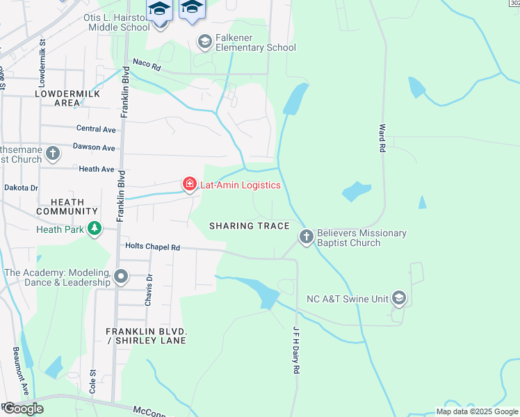 map of restaurants, bars, coffee shops, grocery stores, and more near 617 Sharing Terrace in Greensboro