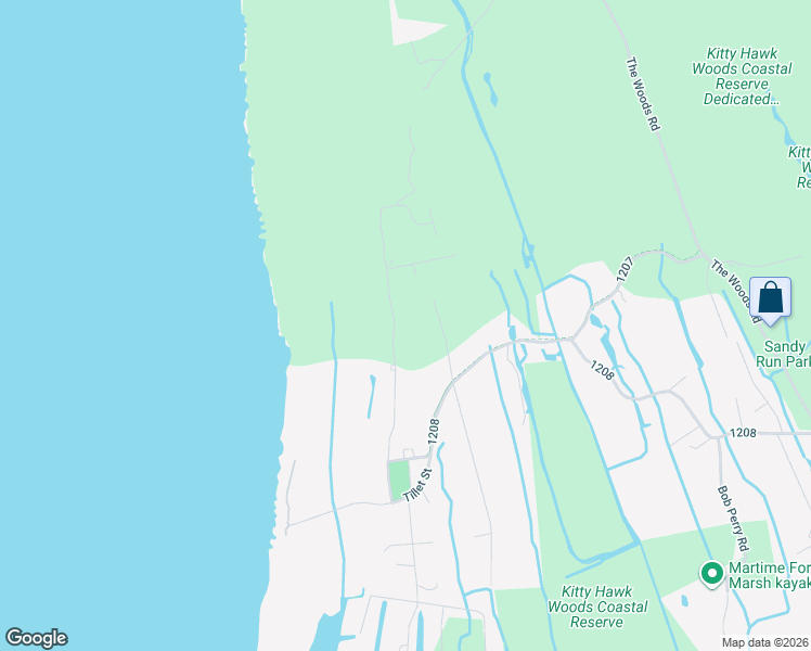 map of restaurants, bars, coffee shops, grocery stores, and more near 4431 Ridge Road in Kitty Hawk