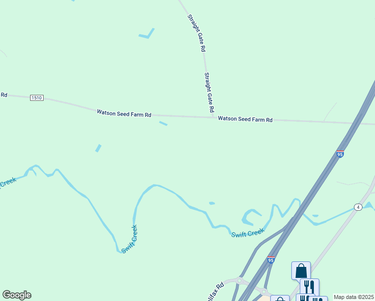 map of restaurants, bars, coffee shops, grocery stores, and more near Watson Seed Farm Road in Nash County